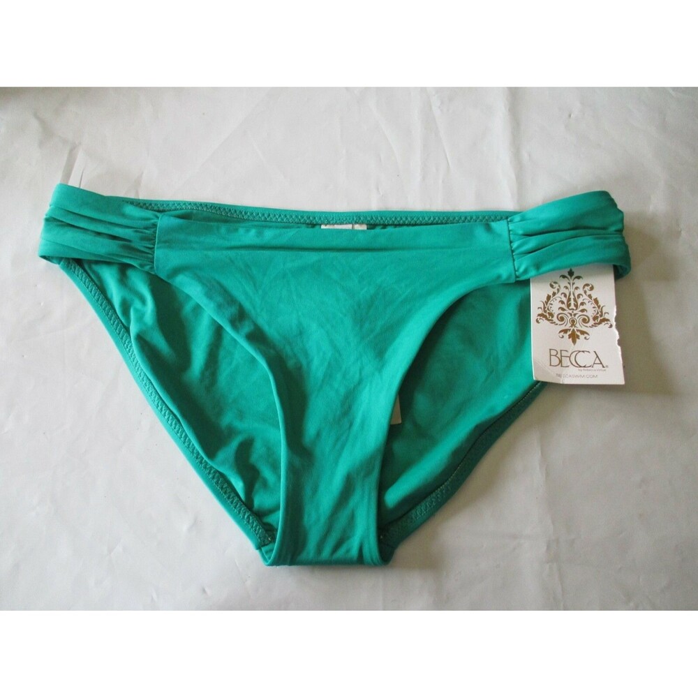 Becca by Rebecca Virtue Green Color Code Hipster Bikini Bottoms Women Size Med.